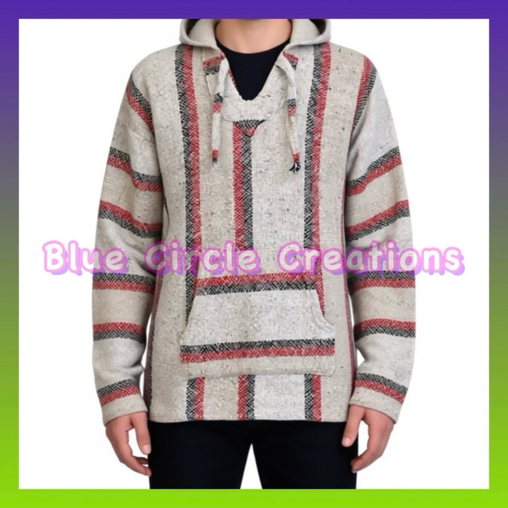 Industrias de Cuauhtenco Striped Baja Authentic Vintage Hoodie Long Sleeves Lg